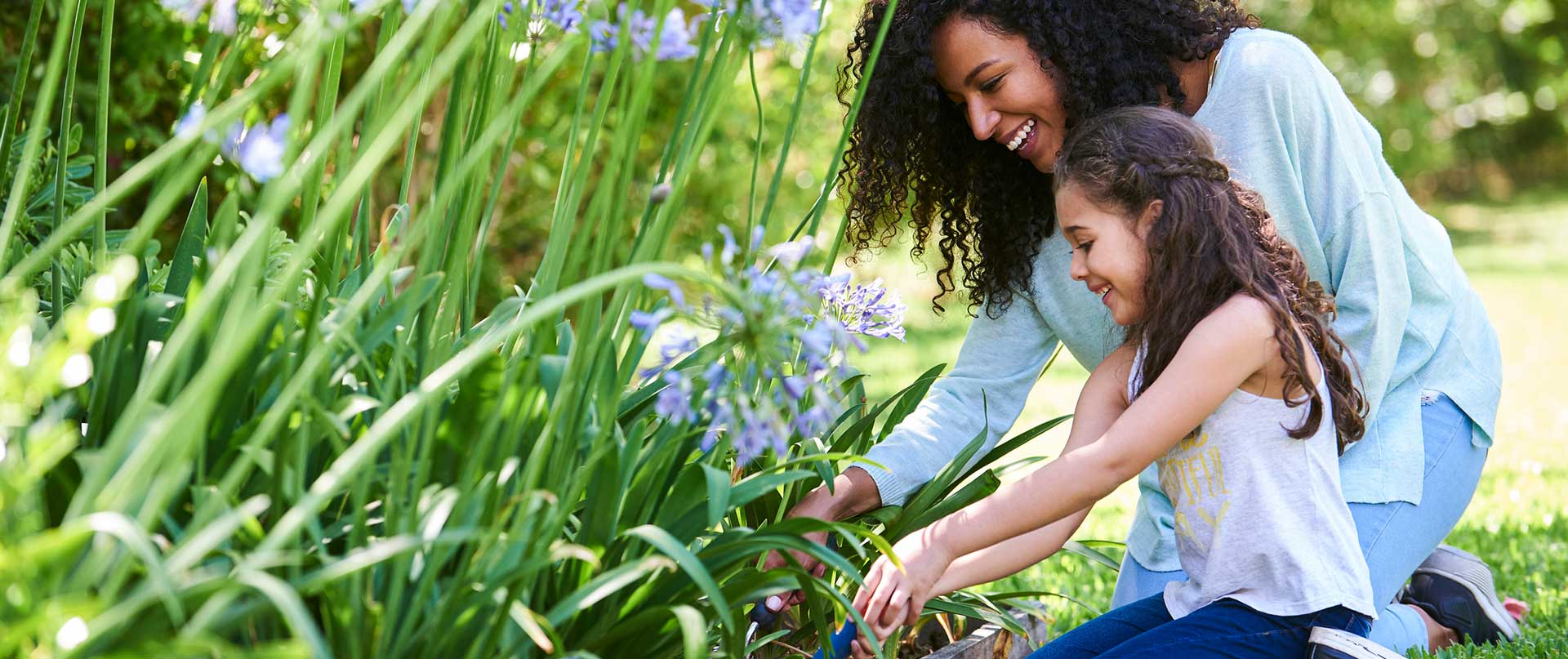 mother and daughter gardening