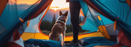 dog in tent