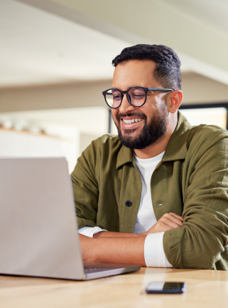 man using laptop
