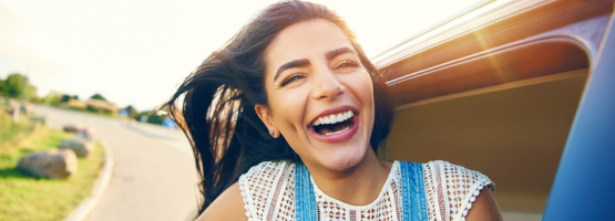 woman riding in car